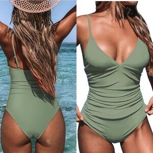 NWT  Women's‎ One Piece Swimsuit Tummy Control V Neck Bathing Suits SIZE M